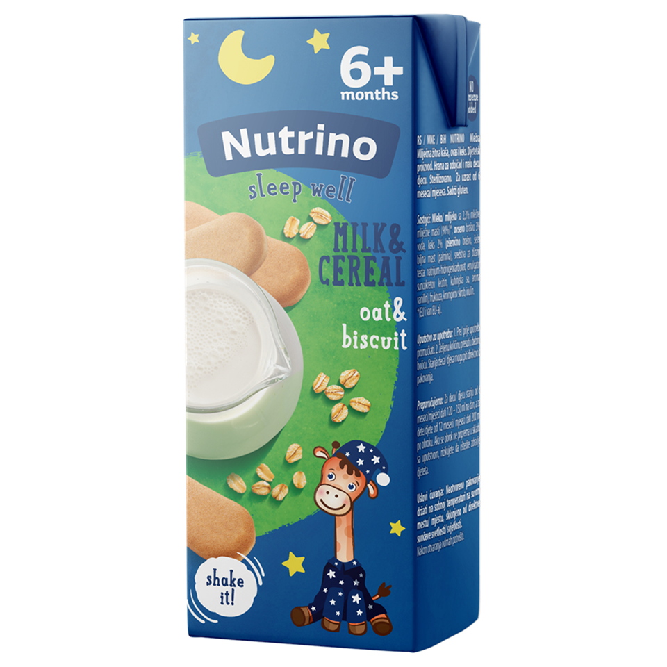 sleep well MILK & CEREAL mlečna žitna kaša - ovas i keks, od 6+ meseci, 200 ml