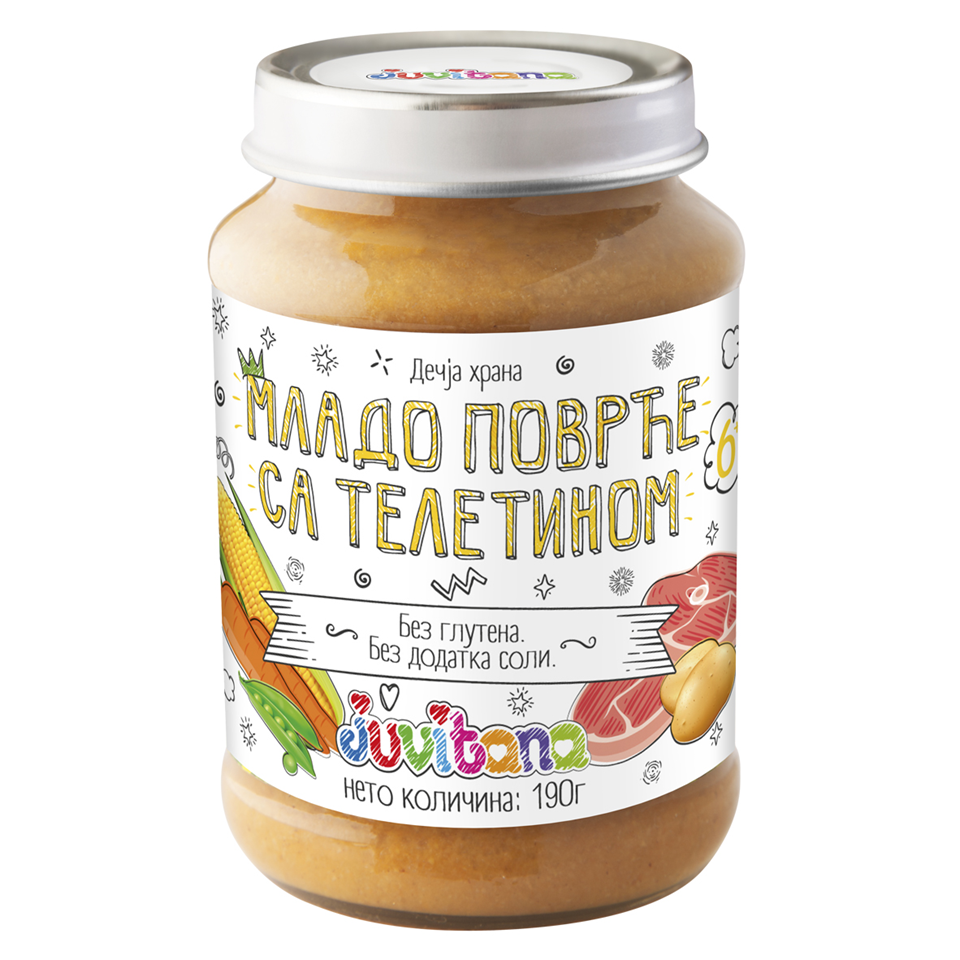 Dečija kašica - mlado povrće sa teletinom, od 6. meseca, 190 g